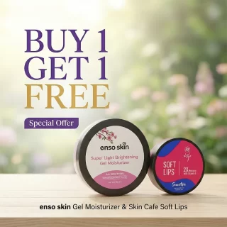 enso skin Super Light Brightening Gel Moisturizer 50 ml + SkinCafe smoothie Lip Balm free